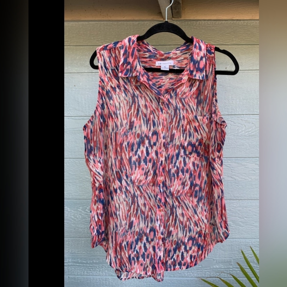 LIZ CLAIBORNE WATER COLOR SLEEVELESS TOP XL